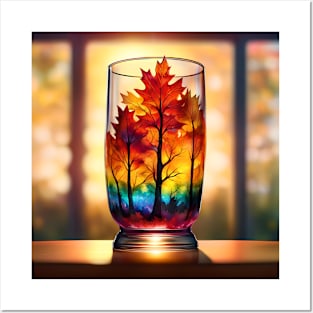 Colorful Maple Forest inside Glass Posters and Art